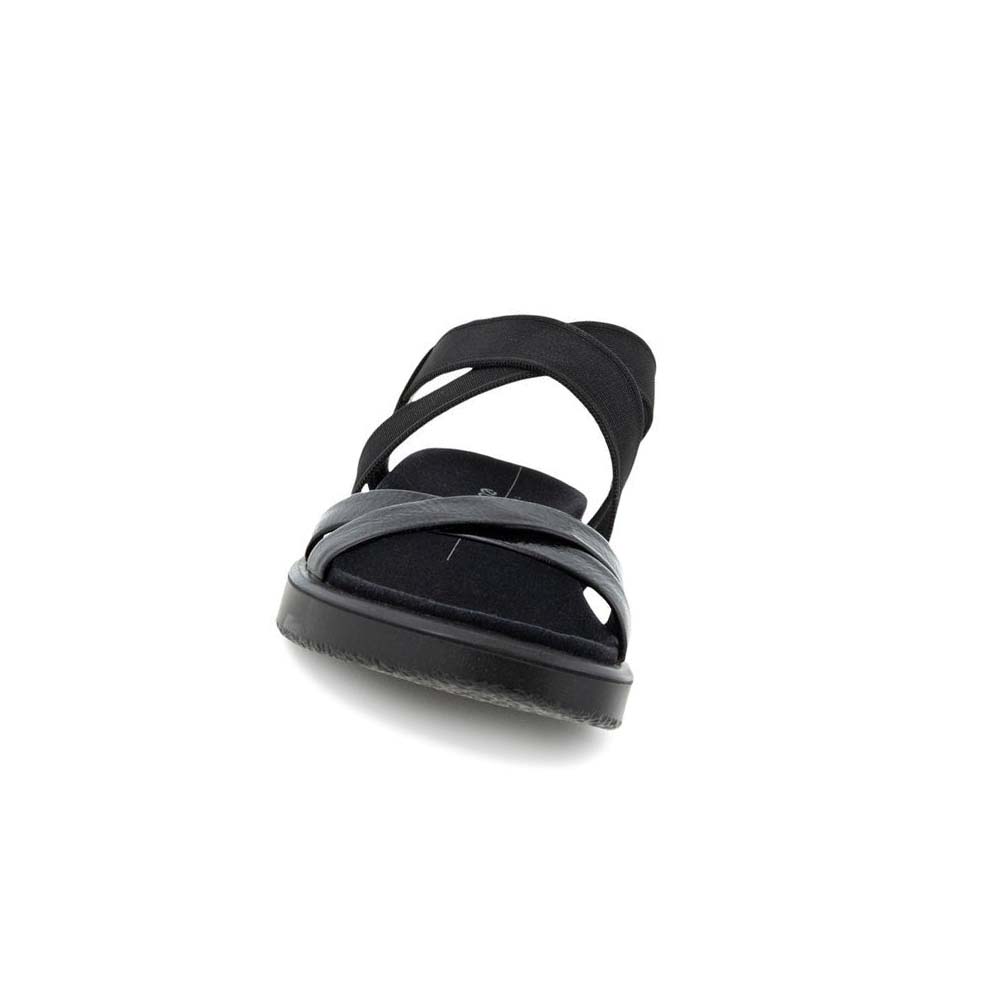 Women's Ecco Flowt Flat Strappys Sandals Black | USA 181FDN